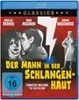 „DER MANN IN DER SCHLANGENHAUT“, Schauspieler: Marlon Brando, Anna Magnani, Joanne Woodward. Illustration in Rot und Schwarz.