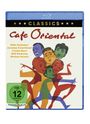 Text: "Classics", "Cafe Oriental", "Elke Sommer", "Jerome Courtland", "Trude Herr", "Bill Ramsey", "Walter Gross", "FSK ab 12". Illustration: Bunte, überlappende Gesichter und Körper.