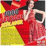 "1000 Deutsche Schlager" in großer Schrift, eine Frau im roten Tupfenkleid lächelt. "40 CD Collection" unten rechts.