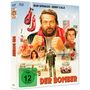 Aufschrift: "Bud Spencer · Bobby Rhodes, Der Bomber". Illustration mit boxendem Mann, Poster-ähnlicher Stil, FSK 12 Sticker.