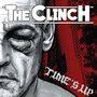 Text: "THE CLINCH" oben, "TIME'S UP" unten. Illustration: Gesicht eines Mannes mit geschwollenem Auge, roter Hintergrund.