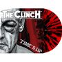 Text: "The Clinch", "Time's Up". Illustration: Gesicht eines Mannes mit geschwollenem Auge, rote Vinylplatte mit schwarzem Muster.