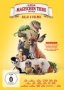 "Die Schule der magischen Tiere - Der Film. Alle 4 Filme" steht oben. Verschiedene animierte Tiere auf gelbem Hintergrund.