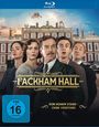 Text: "Fackham Hall. Von hohem Stand - ohne Verstand. FSK ab 16 freigegeben." Fünf Personen vor einem Herrenhaus.