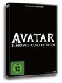 Text: "Avatar 3-Movie-Collection", "Vorläufige Abbildung", "FSK 12". Schwarze DVD-Hülle.