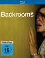 „Backrooms“ und „Vorab-Cover“ sind die Haupttexte. FSK 16 Hinweis. Frau lehnt an gelber Wand, schaut ängstlich.