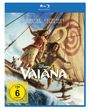 „DWAYNE JOHNSON“, „CATHERINE LAGA'AIA“, „Vaiana“. Helden stehen auf einem Floß im Wasser, mit einem Schwein und einem Hahn.