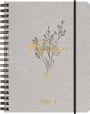 BRUNNEN Schülerkalender (2025/2026) "Botanical", 2 Seiten = 1 Woche, A6, 208 Seiten, Naturkarton-Umschlag, grau, Buch