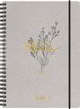BRUNNEN Schülerkalender (2025/2026) "Botanical", 2 Seiten = 1 Woche, A5, 208 Seiten, Naturkarton-Umschlag, grau, Buch