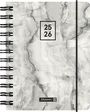 BRUNNEN Schülerkalender (2025/2026) "Grey Marble", 1 Seite = 1 Tag, A6, 352 Seiten, PP-Umschlag, grau, Buch