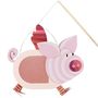 Ein rosa Papier-Schwein mit Flügeln und Schnur, als Laterne gestaltet.