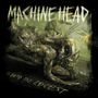 "MACHINE HEAD", "UNTO THE LOCUST"; eine bedrohliche, realistische Illustration eines großen Insekts.