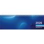 : Tischquerkalender blau 2026 - 32x10,5 cm - 1 Woche auf 2 Seiten - Bürokalender mit Monatsübersichten - Stundeneinteilung 7 - 20 Uhr - 176-0015, KAL