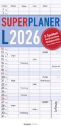 : Superplaner L 2026 5 Spalten - Familien-Timer 22x45 cm - Offset-Papier - mit Ferienterminen - Wand-Planer - Familienkalender - Alpha Edition, KAL