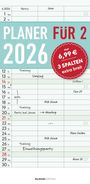 : Planer für zwei 2026 mit 3 Spalten - Familien-Timer 22x45 cm - Offset-Papier - mit Ferienterminen - Wand-Planer - Familienkalender - Alpha Edition, KAL