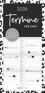 : Termine für 2 Black and White 2026 Familienplaner - Timer - Termin-Planer - Couple-Kalender - Familien-Kalender - 22x45, KAL