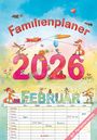 : Familienplaner Cartoon 2026- Bildkalender 23,7x34 cm - 6 Spalten - Kalender mit Platz für Notizen - mit vielen Zusatzinformationen - Wandkalender, KAL