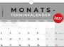 "Monatsterminkalender" oben. Datum für August 2027 mit Feiertagen: Friedensfest (8.), Maria Himmelfahrt (15.).