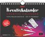 2027 Kreativkalender. Creative Calendar. Foto, Malen, Basteln, Do-it-yourself. Illustration von Stiften, Schere, Pinsel.