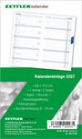 ZETTLERkalender. Kalendereinlage 2027: 8,8 x 15,2 cm, 1 Monat/2 Seiten, Tages-/Wochen-/Arbeitstagezählung, Mondphasen, 8-19 Uhr.