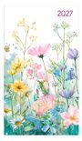 "2027" steht oben. Eine Illustration zeigt bunte Blumen in Rosa, Gelb, Blau und Lila mit grünen Stielen.
