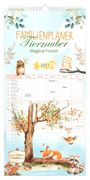 Text oben: "FAMILIENPLANER Tierzauber Magical Forest 2027." Illustration von Waldtieren und einem Baum mit buntem Laub.