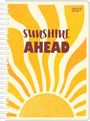"Sunshine Ahead" in großen Buchstaben, daneben "2027". Illustration einer strahlenden Sonne mit gelben Strahlen.