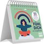 „53 Impulse für ein gesünderes, gelasseneres und fitteres Leben. Fühl dich wie neugeboren! 2027.“ Illustration: Frau und Regenbogen.