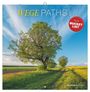 "Wege Paths 2027," "Plus Bucket List." Breiter Pfad mit Bäumen, gelbem Feld, blauem Himmel.