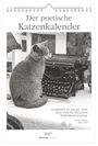 "Der poetische Katzenkalender". Spruch von Mark Twain. Eine graue Katze sitzt vor einer alten Schreibmaschine.