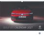 GOLF GTI CALENDAR 2027. Roter Volkswagen Golf GTI, Logo unten rechts. Offizielles Produkt.