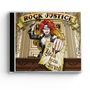 "Rock Justice" und "You've been Served" stehen in einer Illustration mit einer Frau im Richtergewand, die einen Hammer hält.