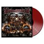 "Devil's Train" ist in feurigen Buchstaben geschrieben. Eine dampfende Lokomotive mit dämonischen Motiven rollt durch flammende Szenen.