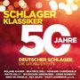 "Schlager Klassiker - 50 Jahre deutscher Schlager, die größten Hits. Namen: Roland Kaiser, Beatrice Egli, u.v.m." 

Hintergrund: Rote und goldene Lichterbokeh.