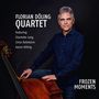 "FLORIAN DÖLING QUARTET featuring Charlotte Lang, Linus Rebmann, Aaron Döling. FROZEN MOMENTS" Ein Mann mit Kontrabass.