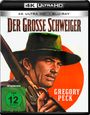 „Der Grosse Schweiger“, „Gregory Peck“, Mann mit Hut und Gewehr, roter Hintergrund, „FSK ab 12“ grünes Siegel.