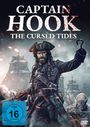 "Captain Hook: The Cursed Tides" steht oben. Ein wütender Pirat im Vordergrund, Schiffe und Kreaturen im Hintergrund. FSK 16. DVD.