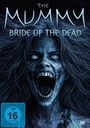 Eine gruselige, blau getönte Kreatur mit aufgerissenen Augen und Mund, darüber der Text "The Mummy: Bride of the Dead".