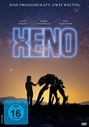 Oben: "Eine Freundschaft. Zwei Welten." Groß "XENO". Unten zwei Silhouetten: Mensch und Alien bei Sonnenuntergang.