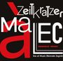 „Zeitkratzer M_A_L_E_C Reinhold Friedl live at Music Biennale Zagreb“ in modernem Design, weiße und rote Schrift.