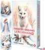 Text: "Frosted Dreams Lenormand", "Königsfurt Urania", "Bär", "Peitsche". Illustration mit Fuchs im Schnee.