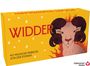 "Widder. 40 magische Messages von den Sternen." Gelbe Box mit Widder-Illustration und Flammen.