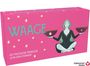 "WAAGE" und "40 MAGISCHE MESSAGES VON DEN STERNEN". Illustration: Frau im Lotussitz mit Waagschalen, Sterne im Hintergrund.