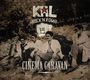 KAƧL Rock'n'Roma, Cinema Caravan. Eine Gruppe Männer sitzt im Freien, eine Faust ist abgebildet. Vintage-Stil.