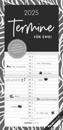 : Termine für 2 Black and White 2025 Familienplaner - Timer - Termin-Planer - Couple-Kalender - Familien-Kalender - 22x45, KAL