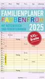 : Familienplaner Farbenfroh 2025 mit 5 Spalten - Familienkalender 26x45 cm - Offset-Papier - mit Ferienterminen - Wandkalender - Wandplaner, KAL