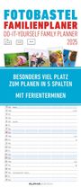 : Foto-Bastel-Familienplaner 2025 - Bastelkalender zum Aufhängen - 19,5x45 cm - datiert - mit 5 Spalten - Fotokalender - Familienkalender - Wandkalender, KAL