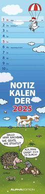 : Notizkalender Humor 2025 - Streifenplaner 15x64 cm - Wandkalender - Küchenkalender - mit lustigen Cartoons und Sprüchen - Langplaner, KAL