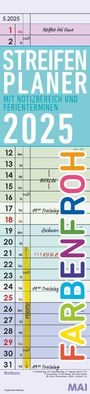 : Streifenplaner Farbenfroh 2025 - Streifen-Kalender 11,3x49x5 cm - Küchenkalender - Wandplaner - Alpha Edition, KAL