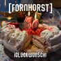 [Fornhorst] und ¡Glückwunsch! Große 50-Kerze auf Sahnetorte mit Erdbeerdeko, im Hintergrund ein Weinglas. 
